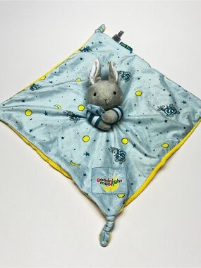 Goodnight Moon Bunny Rabbit Lovey Baby Security Blanket Blue Yellow Plush